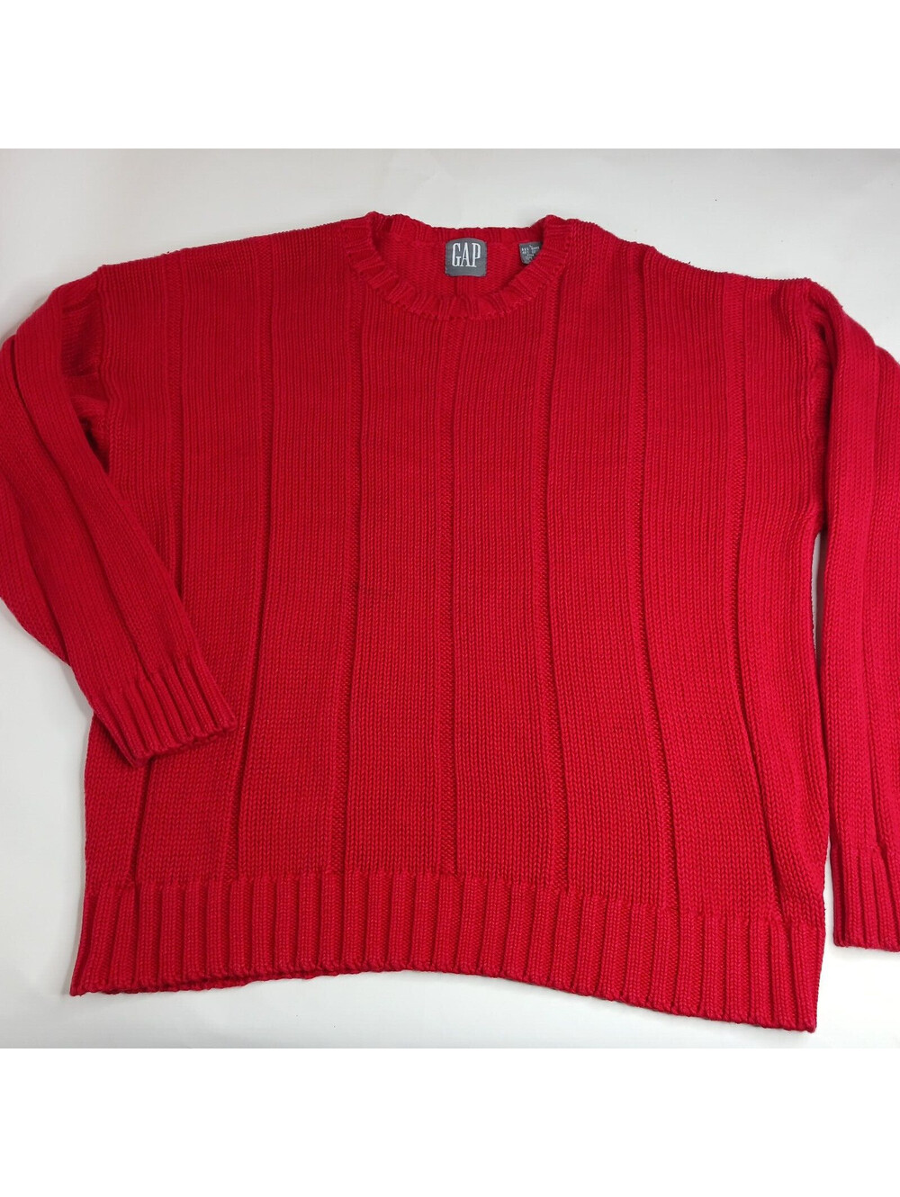 Vintage Gap Sweater Mens Size Large Red Ramie Cotton Knit Classic 90s Style